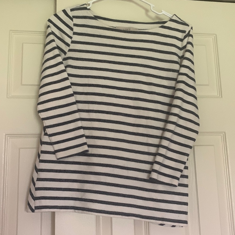 Loft XSP 3/4 Navy/Off White Top